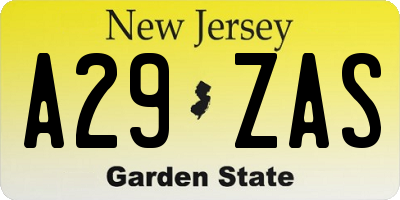 NJ license plate A29ZAS