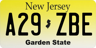 NJ license plate A29ZBE