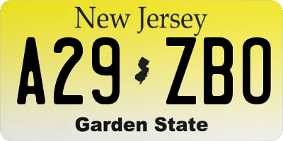 NJ license plate A29ZBO