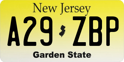 NJ license plate A29ZBP