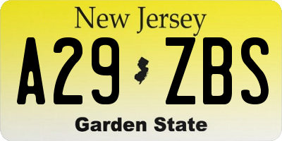 NJ license plate A29ZBS