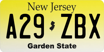 NJ license plate A29ZBX