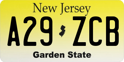 NJ license plate A29ZCB