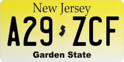NJ license plate A29ZCF