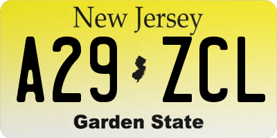 NJ license plate A29ZCL