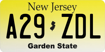 NJ license plate A29ZDL