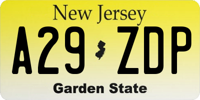 NJ license plate A29ZDP