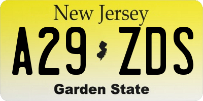 NJ license plate A29ZDS