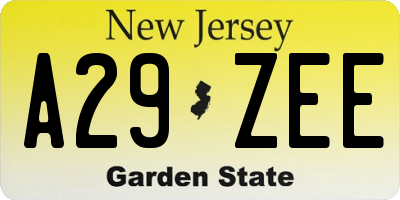NJ license plate A29ZEE