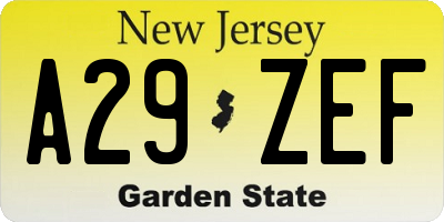 NJ license plate A29ZEF