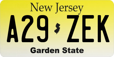NJ license plate A29ZEK