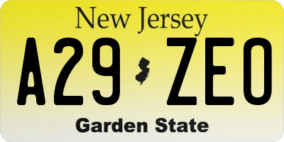 NJ license plate A29ZEO