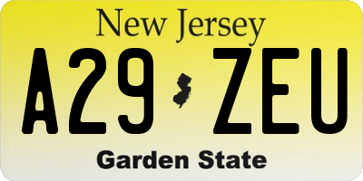 NJ license plate A29ZEU