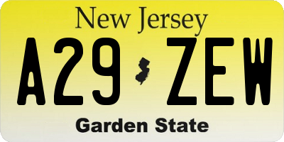 NJ license plate A29ZEW