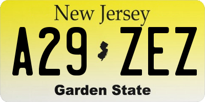 NJ license plate A29ZEZ