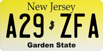 NJ license plate A29ZFA