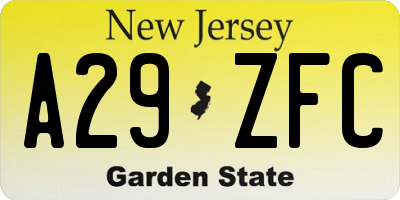 NJ license plate A29ZFC