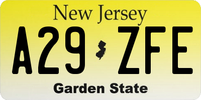 NJ license plate A29ZFE