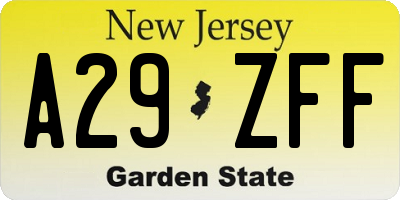NJ license plate A29ZFF