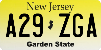 NJ license plate A29ZGA