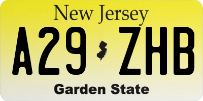 NJ license plate A29ZHB