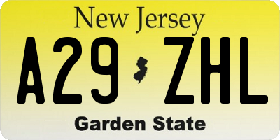 NJ license plate A29ZHL