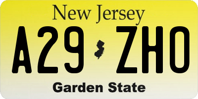 NJ license plate A29ZHO