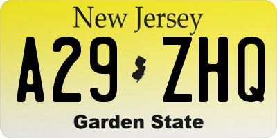 NJ license plate A29ZHQ