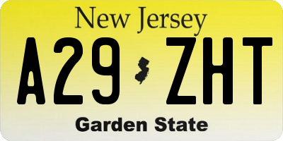 NJ license plate A29ZHT