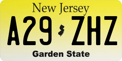 NJ license plate A29ZHZ