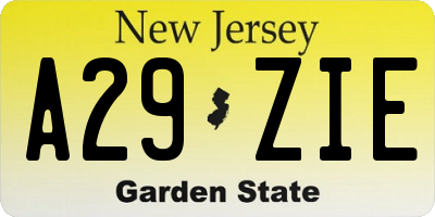 NJ license plate A29ZIE