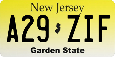 NJ license plate A29ZIF