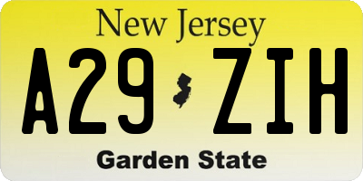 NJ license plate A29ZIH