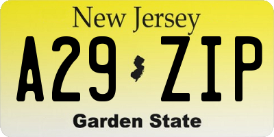 NJ license plate A29ZIP