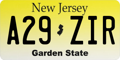 NJ license plate A29ZIR