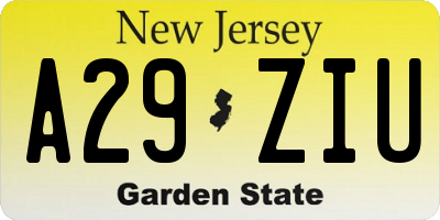 NJ license plate A29ZIU