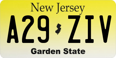 NJ license plate A29ZIV