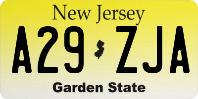 NJ license plate A29ZJA