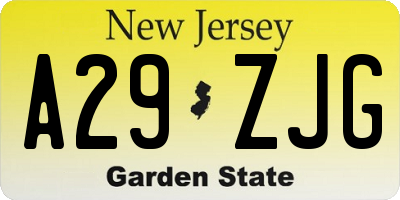 NJ license plate A29ZJG