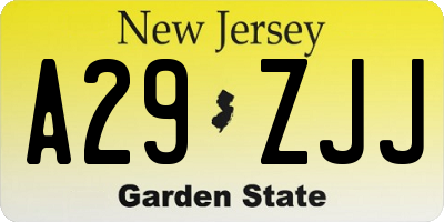 NJ license plate A29ZJJ