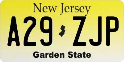 NJ license plate A29ZJP