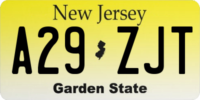 NJ license plate A29ZJT