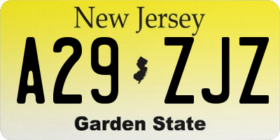 NJ license plate A29ZJZ