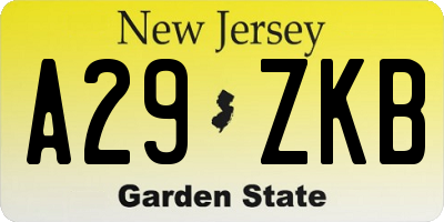 NJ license plate A29ZKB