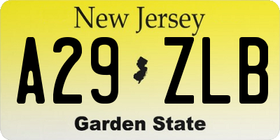 NJ license plate A29ZLB