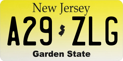 NJ license plate A29ZLG