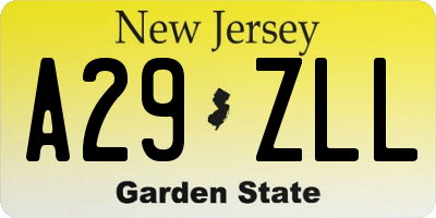 NJ license plate A29ZLL