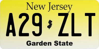 NJ license plate A29ZLT