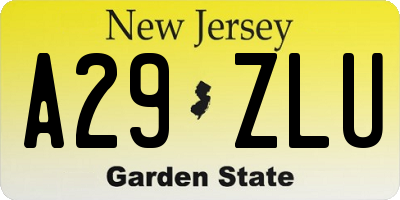 NJ license plate A29ZLU