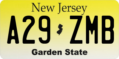 NJ license plate A29ZMB